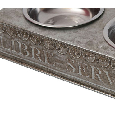 Wall Double Cast Iron Bowl + 2 Stainless Steel Bowls
