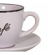 Tasse à café et dessous de tasse en grés blanc et noir