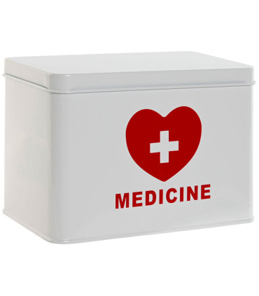 Boîte à pharmacie en métal blanc et rouge 20.5x12.5x14cm