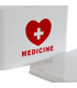 Boîte à pharmacie en métal blanc et rouge 20.5x12.5x14cm