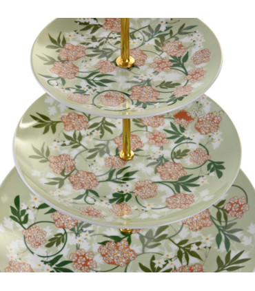 Plat de présentation fruits ou gâteaux 3 étages en porcelaine 27x27x34cm