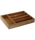 Range-couverts bois d'acacia et rotin 5 compartiments 34.5x25.5x5cm