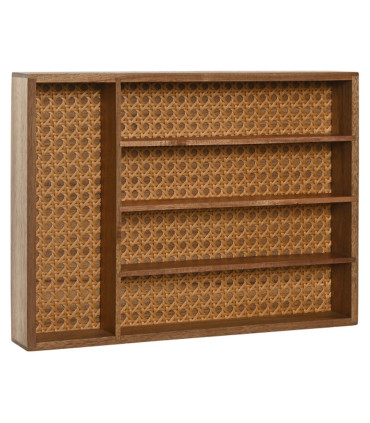 Range-couverts bois d'acacia et rotin 5 compartiments 34.5x25.5x5cm