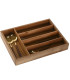 Range-couverts bois d'acacia et rotin 5 compartiments 34.5x25.5x5cm