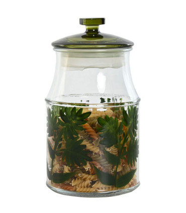 Set of 3 pots glass and wood 12.5x12.5x36.5cm