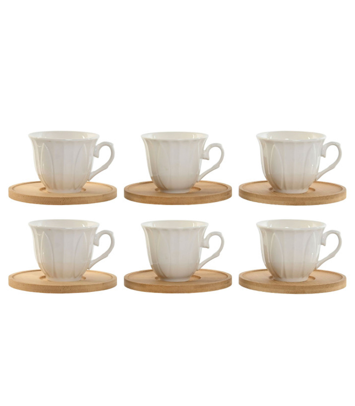 Lot De 5 Tasses à Thé En Céramique Motif Bambou Marron - Occasion - Fabriqué En Allemagne