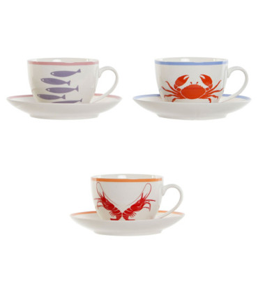 Set de 3 tasses en porcelaine motif marin 220ml