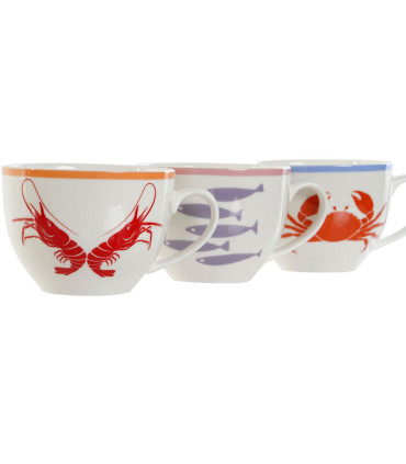 Set de 3 tasses en porcelaine motif marin 220ml