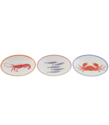 Set de 3 tasses à café en porcelaine motif marin 90ml