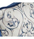 Coussin rectangulaire velours beige et bleu floral 50x10x30cm