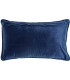 Coussin rectangulaire velours beige et bleu floral 50x10x30cm