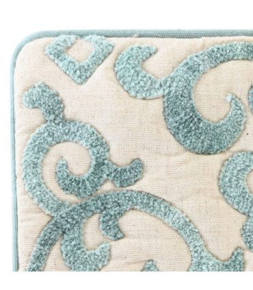Blue Cushion Velvet Floral 50x10x30cm