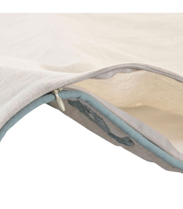Blue Cushion Velvet Floral 50x10x30cm