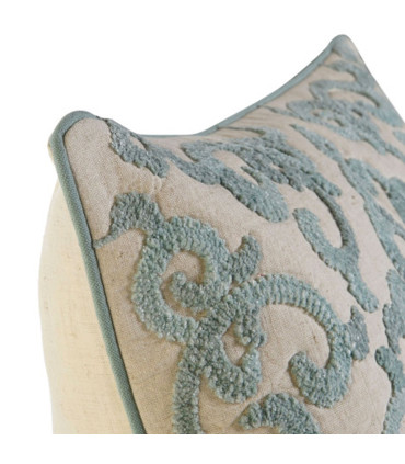 Blue Cushion Velvet Floral 50x10x30cm