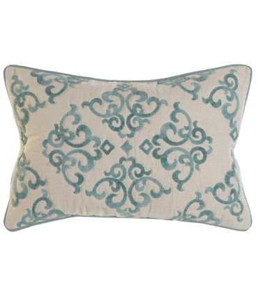 Taie d'oreiller rectangulaire brodé bleu 60x1x40cm
