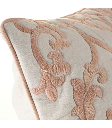 Taie d'oreiller carré brodé rose 50x50x1cm
