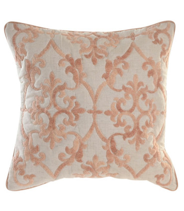 Taie d'oreiller carré brodé rose 50x50x1cm