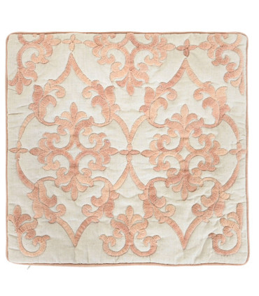 Taie d'oreiller carré brodé rose 50x50x1cm