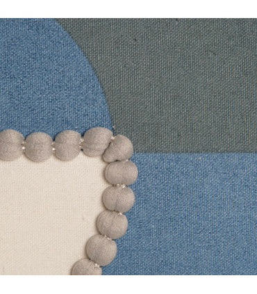 Coussin coton gris et bleu 50x10x30cm
