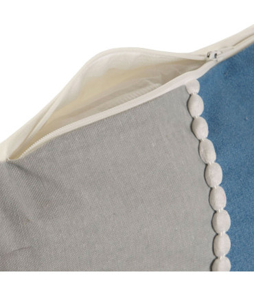 Coussin coton gris et bleu 50x10x30cm