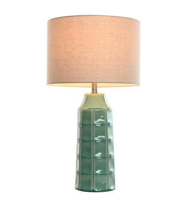 Lampe à poser en céramique verte et abat-jour lin beige 38x38x71cm