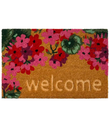 Paillasson coco géraniums welcome 60x40x1.5cm