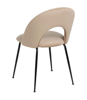 Chaise en velours beige et métal noir 49x60x81cm