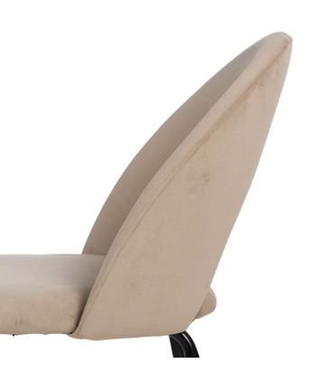 Chaise en velours beige et métal noir 49x60x81cm