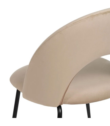 Chaise en velours beige et métal noir 49x60x81cm