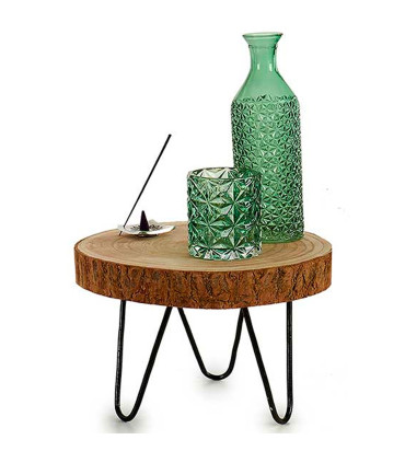 Décoration centre de table en bois naturel et métal noir 28x28x20cm