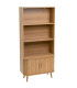 Étagère bibliothèque bois 3 étagères et 2 portes coulissantes 80x40x172cm