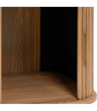 Étagère bibliothèque bois 3 étagères et 2 portes coulissantes 80x40x172cm