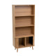 Étagère bibliothèque bois 3 étagères et 2 portes coulissantes 80x40x172cm
