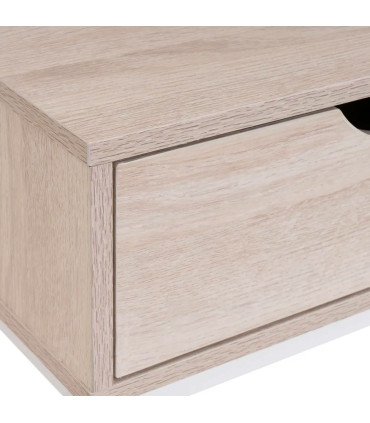 Console d'entrée bois blanchi et métal blanc 2 Tiroirs 80x30x75cm