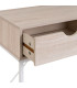Console d'entrée bois blanchi et métal blanc 2 Tiroirs 80x30x75cm
