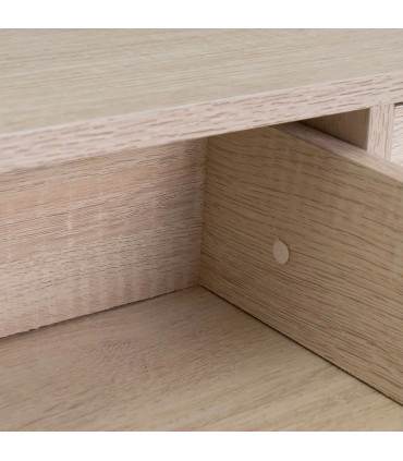 Console d'entrée bois blanchi et métal blanc 2 Tiroirs 80x30x75cm