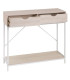 Console d'entrée bois blanchi et métal blanc 2 Tiroirs 80x30x75cm