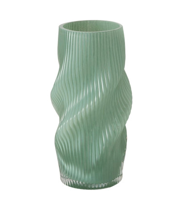 Vase design en verre vert 15.5x15.5x30cm