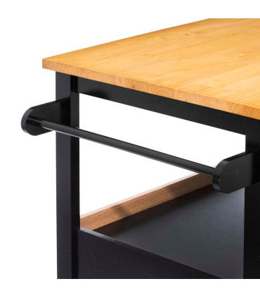 Ilot de cuisine amovible en bambou - 108x60x90cm