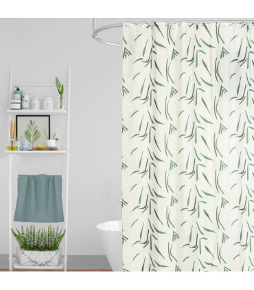 Rideau de douche polyester vert et blanc 180x200cm