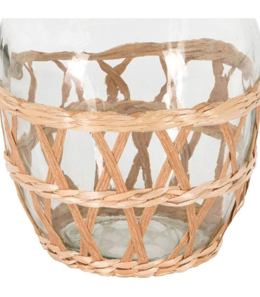 Vase en verre avec rotin 15x15x24cm