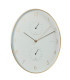 Horloge murale ovale aluminium doré thermomètre + hygromètre 34,5x27x4cm