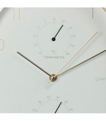 Horloge murale ovale aluminium doré thermomètre + hygromètre 34,5x27x4cm