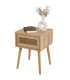 Table de chevet bois 1 tiroir rotin 39x39x55cm