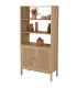 Étagère bibliothèque avec placards portes cannage rotin 80x37x163cm