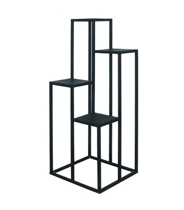 Support pots plantes étagé en métal noir 48x48x132cm