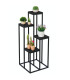 Support pots plantes étagé en métal noir 48x48x132cm