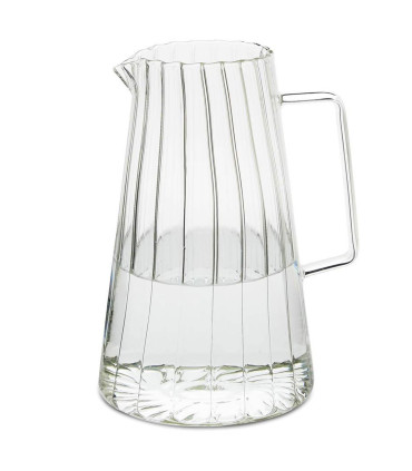 Carafe à eau en verre strié 1L 12.5x12.5x20cm