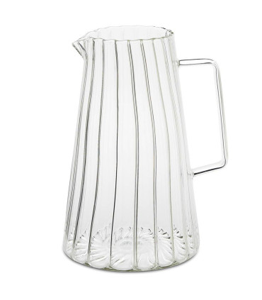 Carafe à eau en verre strié 1L 12.5x12.5x20cm