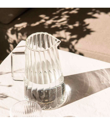 Carafe à eau en verre strié 1L 12.5x12.5x20cm